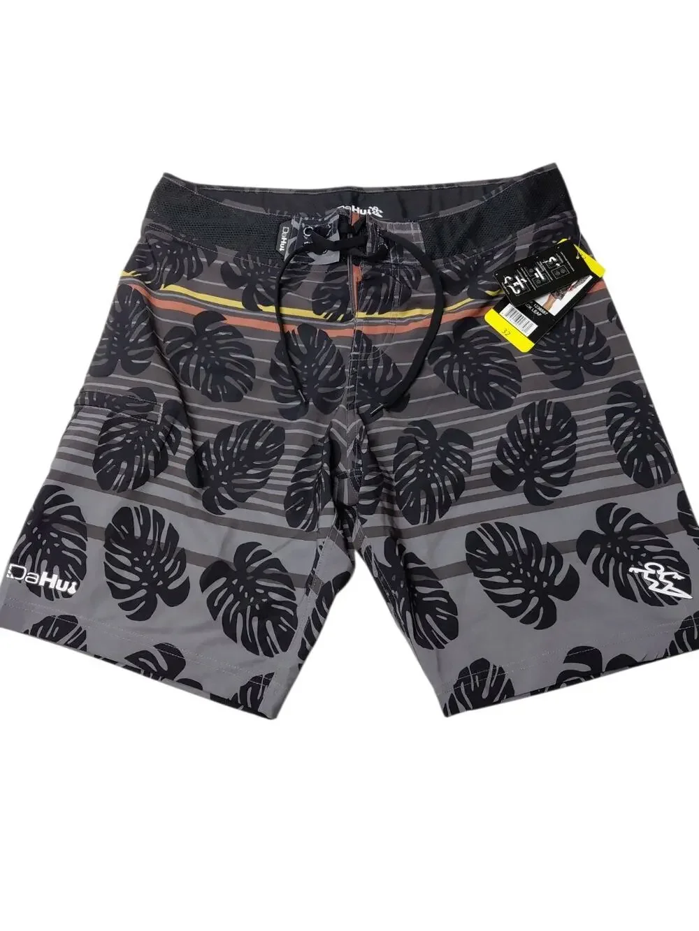 New Da Hui Hawaii Board Short Black Leaf Swim Surf Men's Size 32